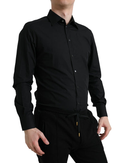 Dolce & Gabbana Sleek Black Slim Fit Italian Dress Shirt - IT37 | XS