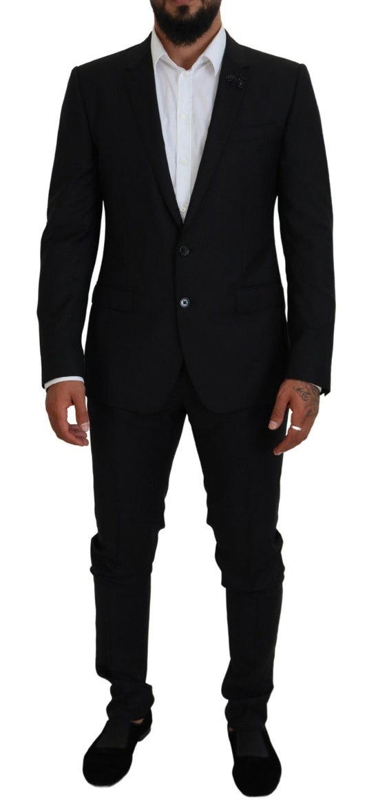 Dolce & Gabbana Sleek Black Two-Piece Wool Martini Suit - IT50 | L