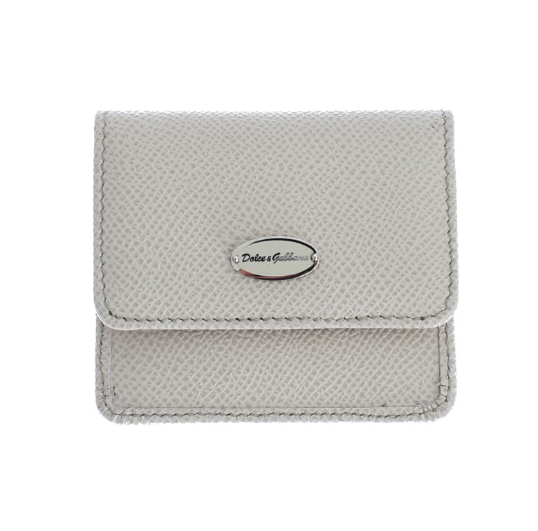 Dolce & Gabbana Sleek White Leather Condom Case Wallet