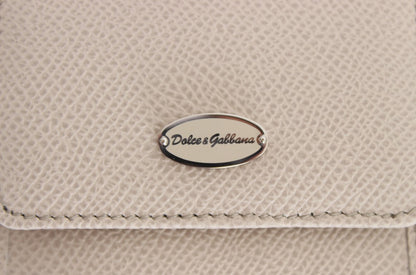 Dolce & Gabbana Sleek White Leather Condom Case Wallet