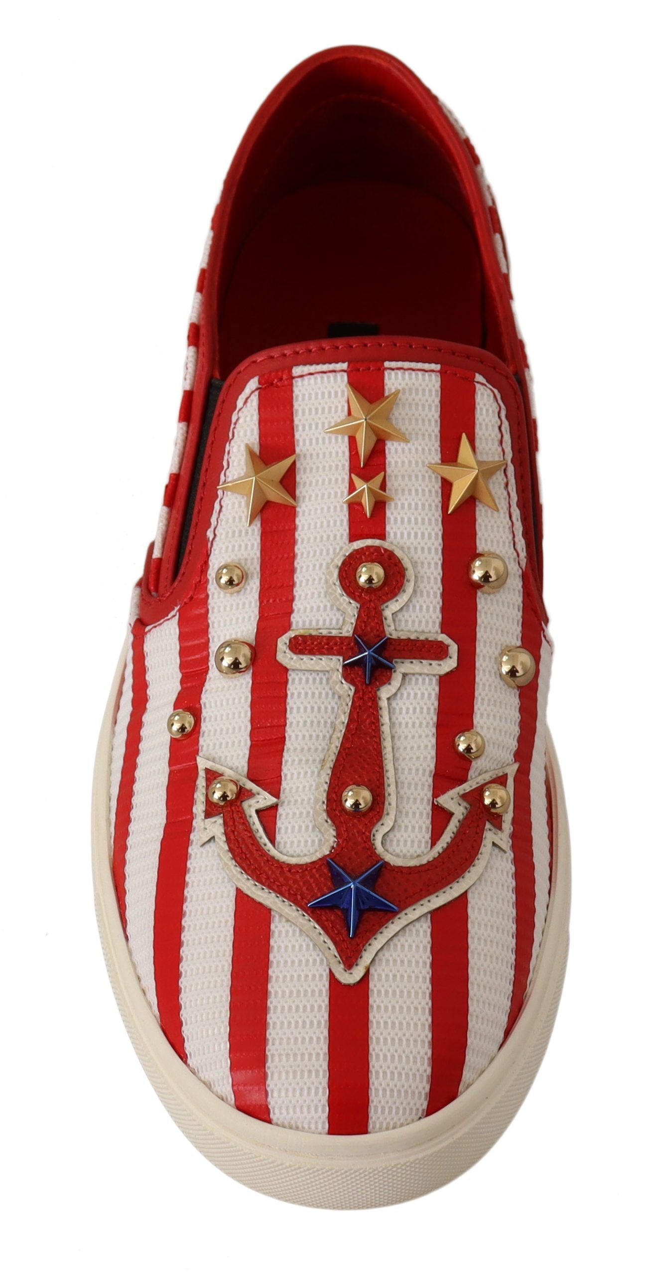 Dolce & Gabbana Stripe Print Studded Loafers - EU36/US5.5