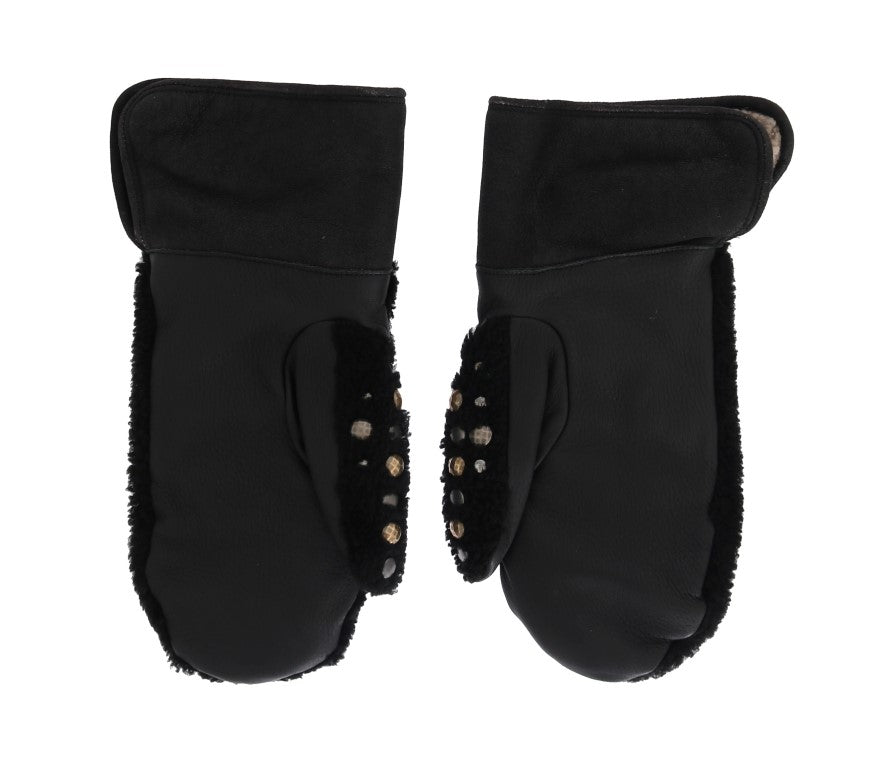 Dolce & Gabbana Studded Black Leather Gentleman’s Gloves - 9|M