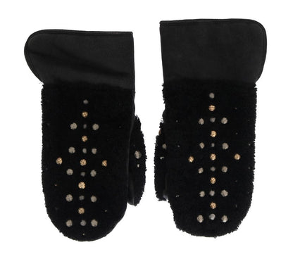 Dolce & Gabbana Studded Black Leather Gentleman’s Gloves - 9|M