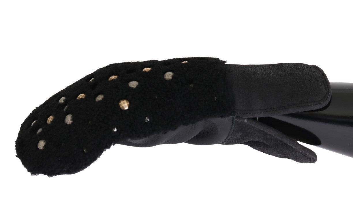 Dolce & Gabbana Studded Black Leather Gentleman’s Gloves - 9|M