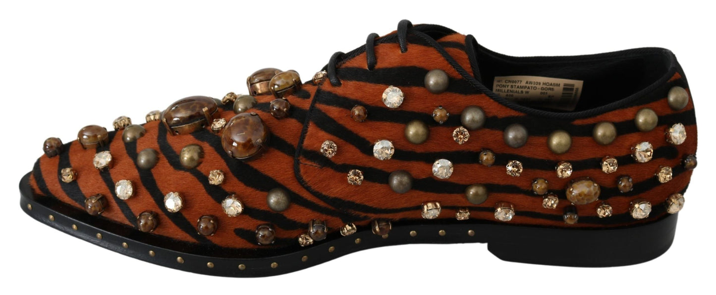 Dolce & Gabbana Tiger Pattern Crystal Embellished Flats - EU40/US9.5