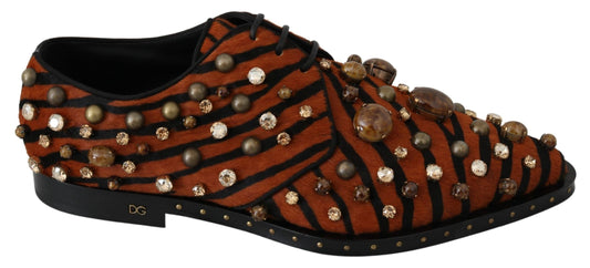 Dolce & Gabbana Tiger Pattern Crystal Embellished Flats - EU40/US9.5