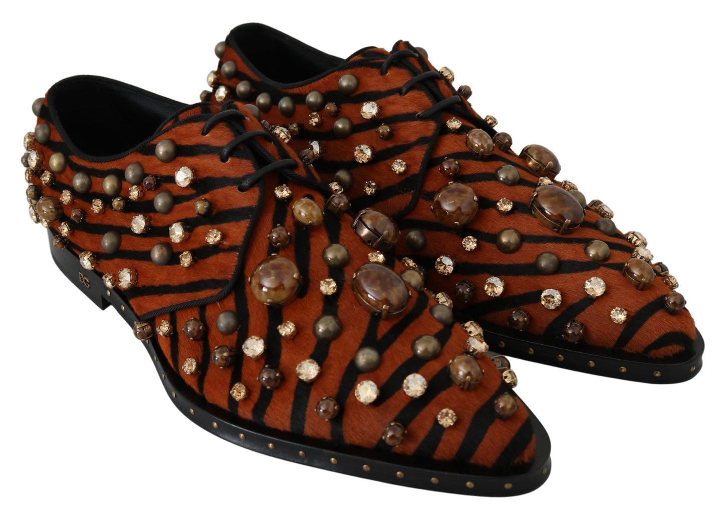 Dolce & Gabbana Tiger Pattern Crystal Embellished Flats - EU40/US9.5