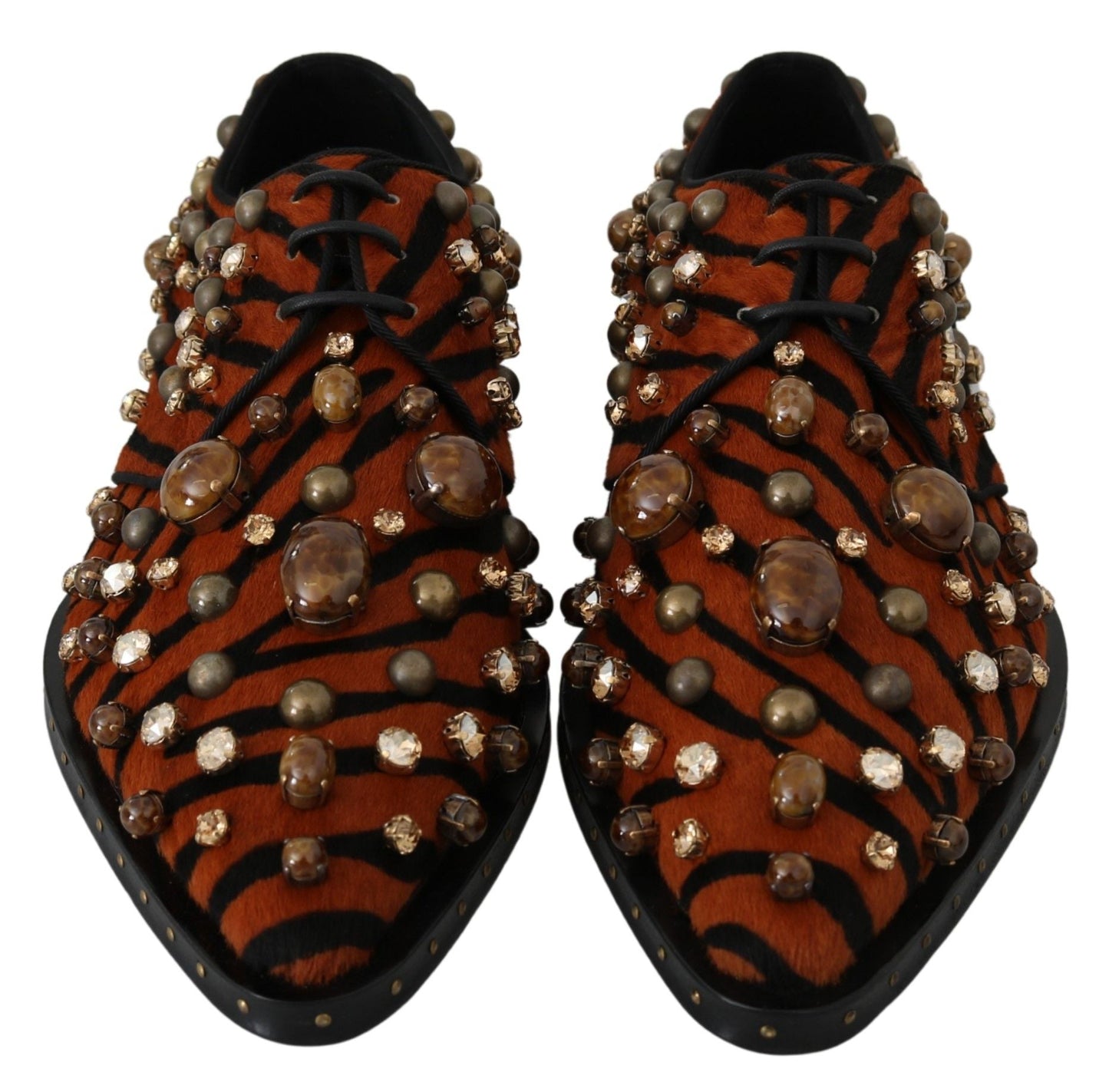 Dolce & Gabbana Tiger Pattern Crystal Embellished Flats - EU40/US9.5