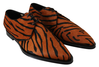 Dolce & Gabbana Tiger Pattern Dress Shoes with Pony Hair - EU41/US10.5