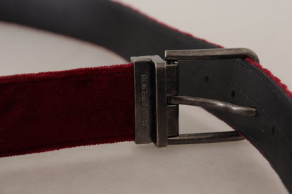 Dolce & Gabbana Velvet Maroon Elegance Belt - 90 cm / 36 Inches