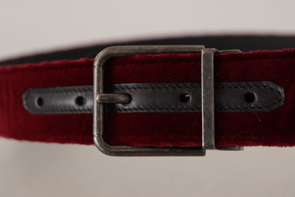 Dolce & Gabbana Velvet Maroon Elegance Belt - 90 cm / 36 Inches