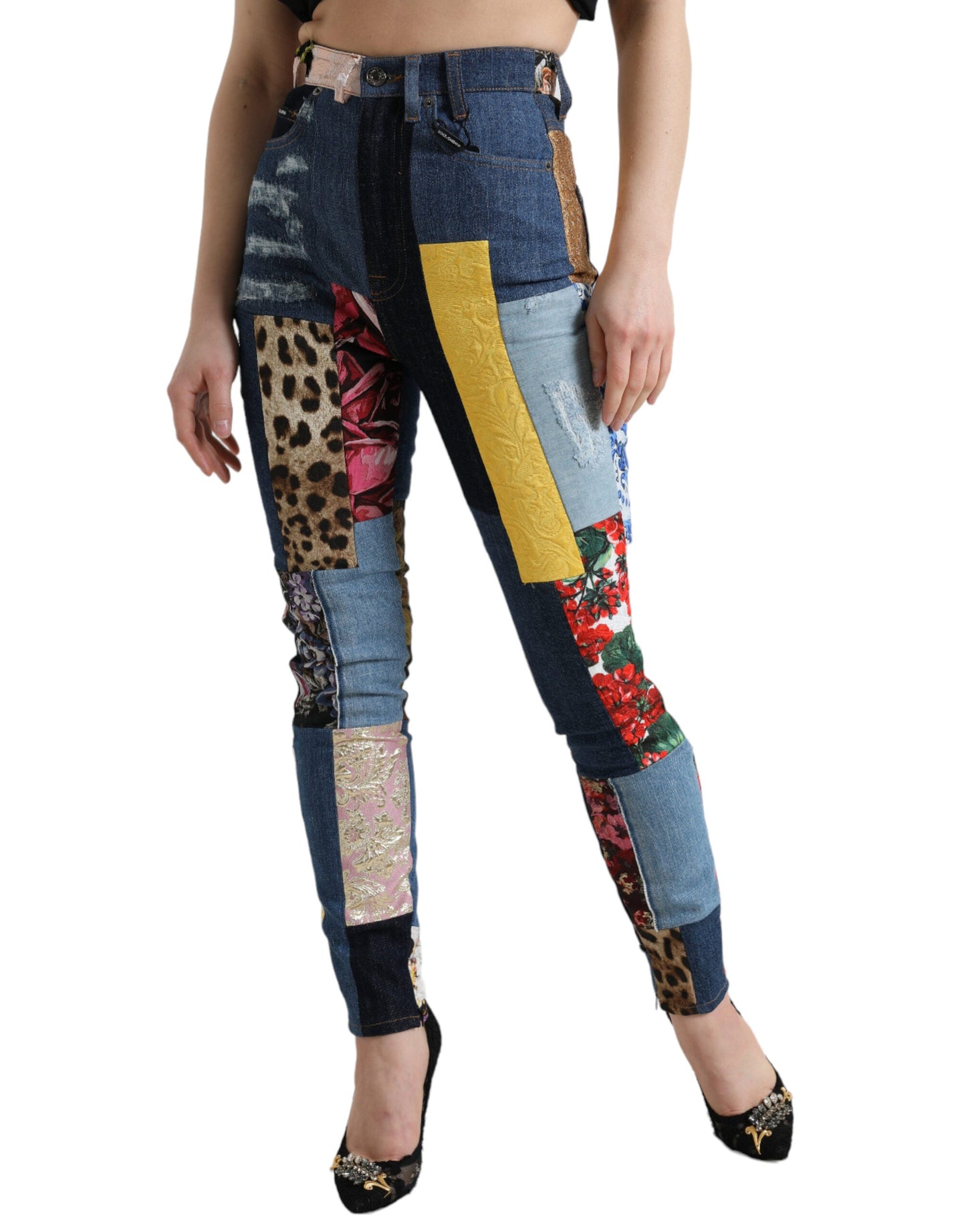 Dolce & Gabbana Vibrant Patchwork Skinny Jeans - IT38 | XS