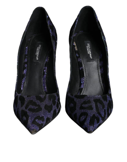 Dolce & Gabbana Violet Leopard Lurex High Heels Pumps Shoes - EU37/US7