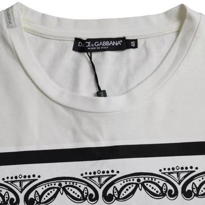 Dolce & Gabbana White Bandana Print Cotton Short Sleeves Men T-shirt - IT48 | M