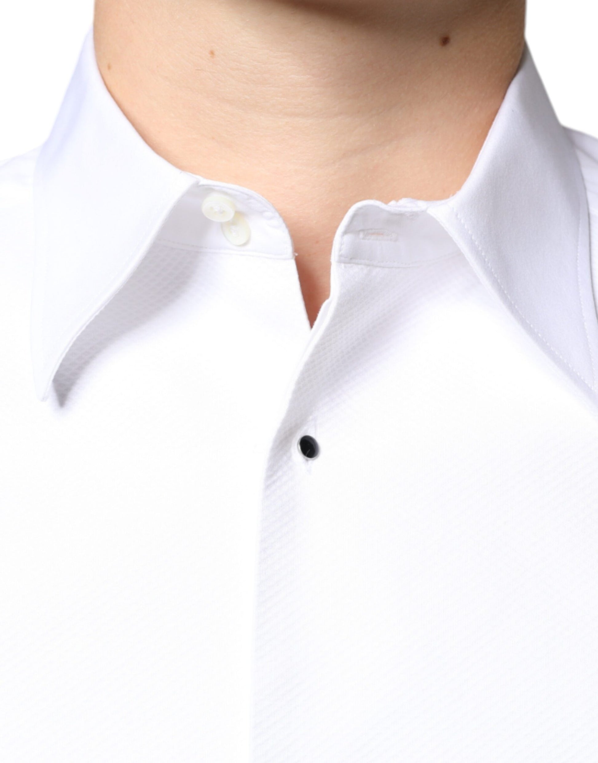 Dolce & Gabbana White Bib Cotton Poplin Formal Dress Shirt - IT39 | S