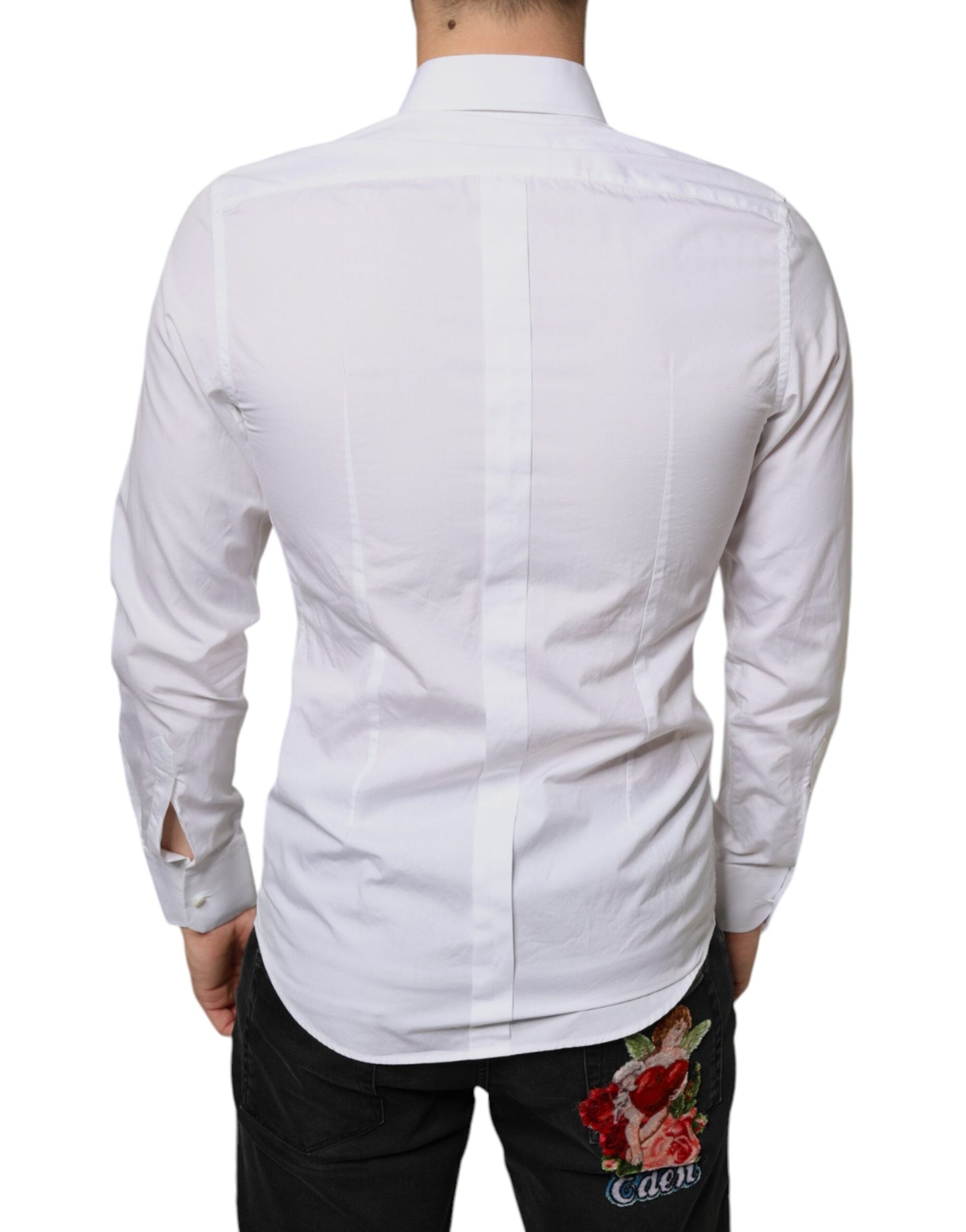 Dolce & Gabbana White Bib Cotton Poplin Formal Dress Shirt - IT39 | S