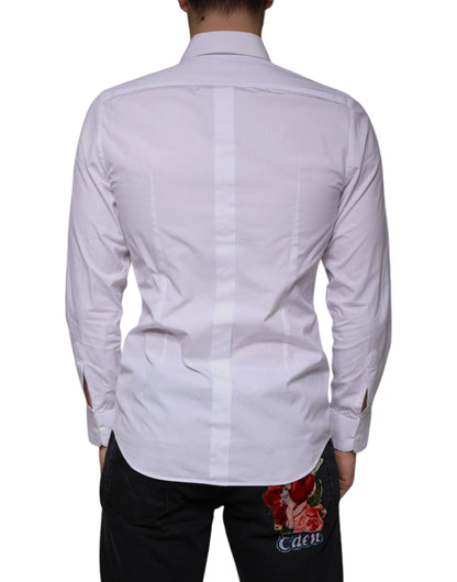 Dolce & Gabbana White Bib Cotton Poplin GOLD Men Formal Shirt - IT39 | S