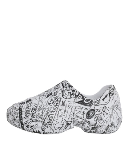 Dolce & Gabbana White Black Graffiti Daymaster Sneakers Shoes - EU39/US6