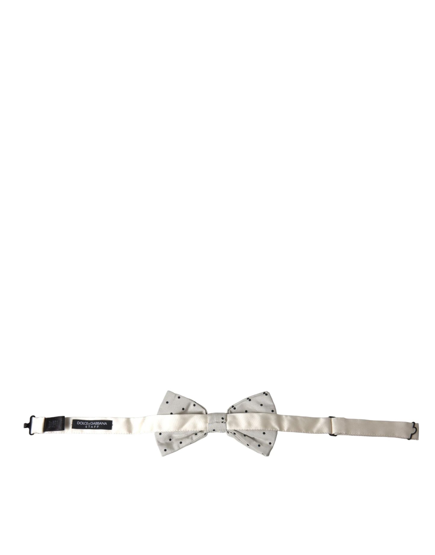 Dolce & Gabbana White Black Polka Dot Polyester Bow Tie