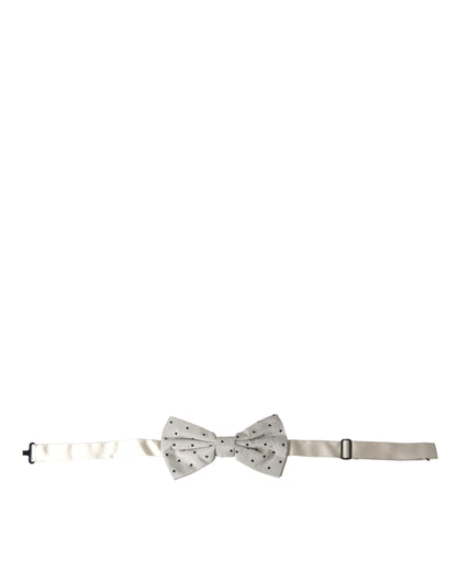 Dolce & Gabbana White Black Polka Dot Polyester Bow Tie