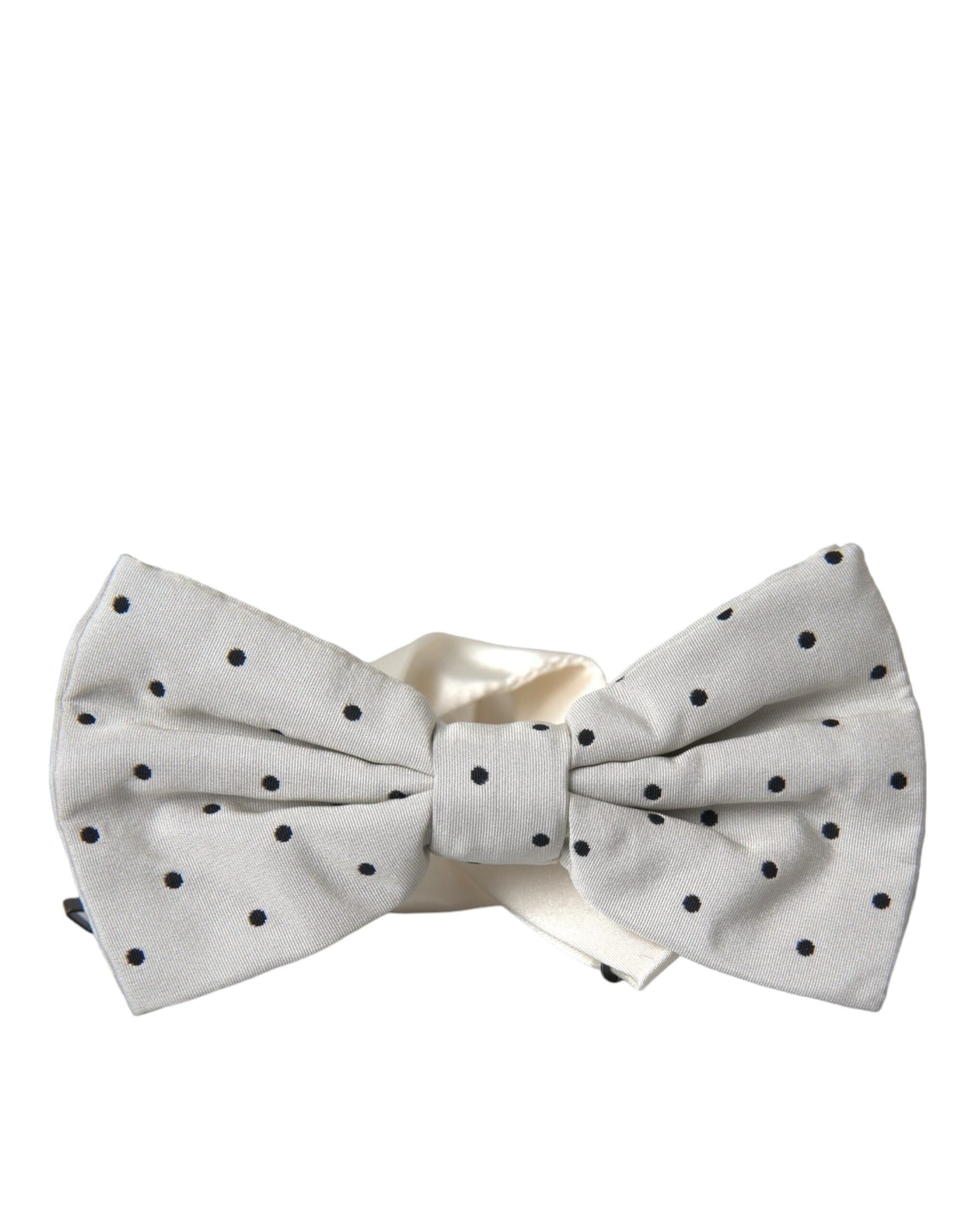 Dolce & Gabbana White Black Polka Dot Polyester Bow Tie