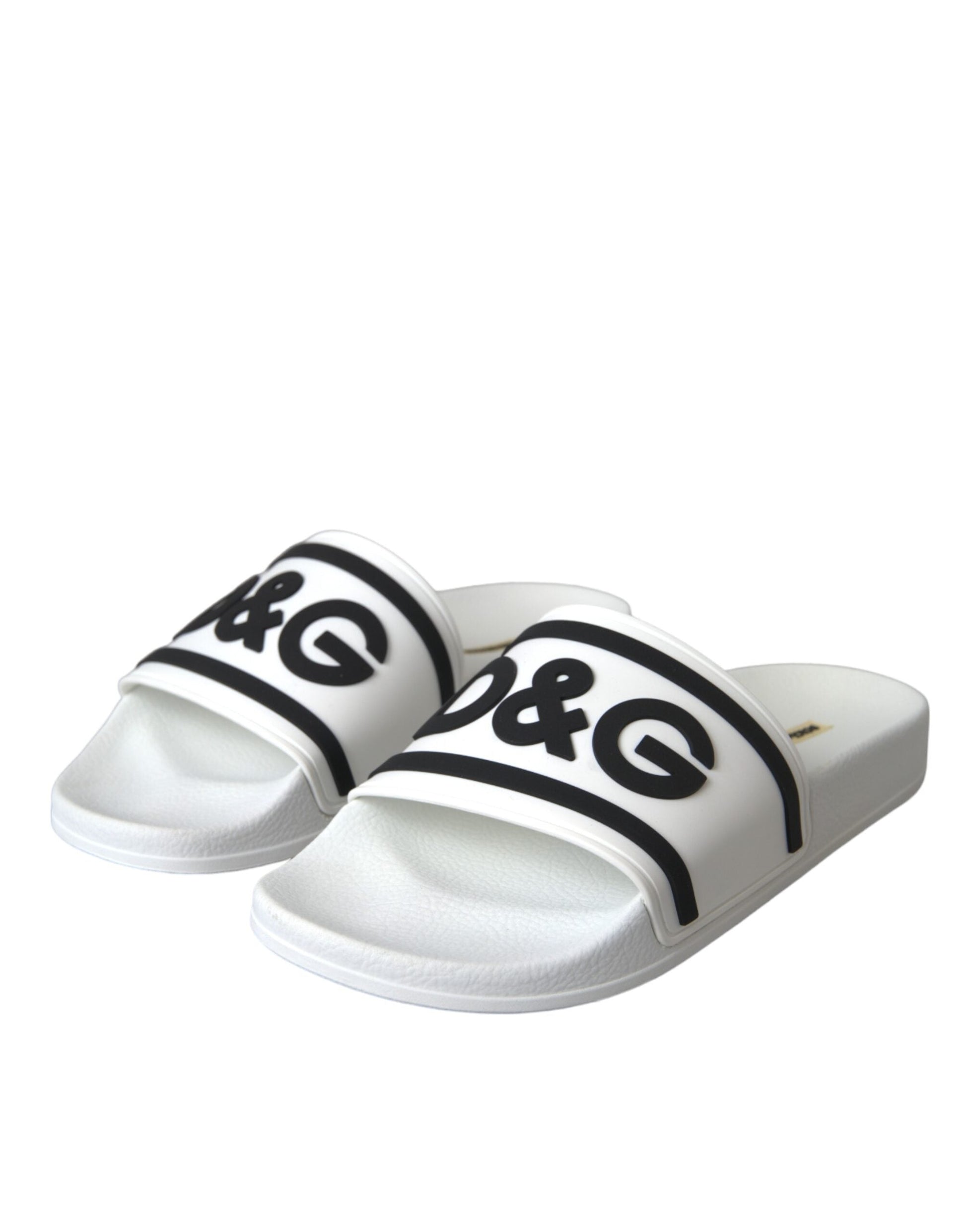 Dolce & Gabbana White Black Sandals Rubber Beachwear Shoes - EU41/US8