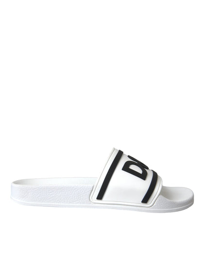 Dolce & Gabbana White Black Sandals Rubber Beachwear Shoes - EU41/US8