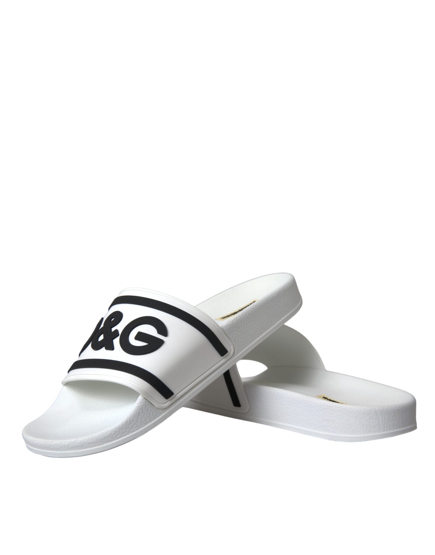 Dolce & Gabbana White Black Sandals Rubber Beachwear Shoes - EU41/US8