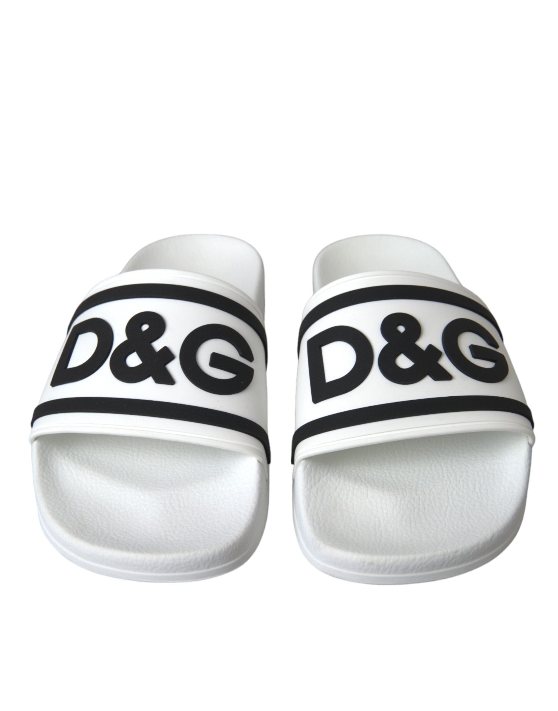 Dolce & Gabbana White Black Sandals Rubber Beachwear Shoes - EU41/US8