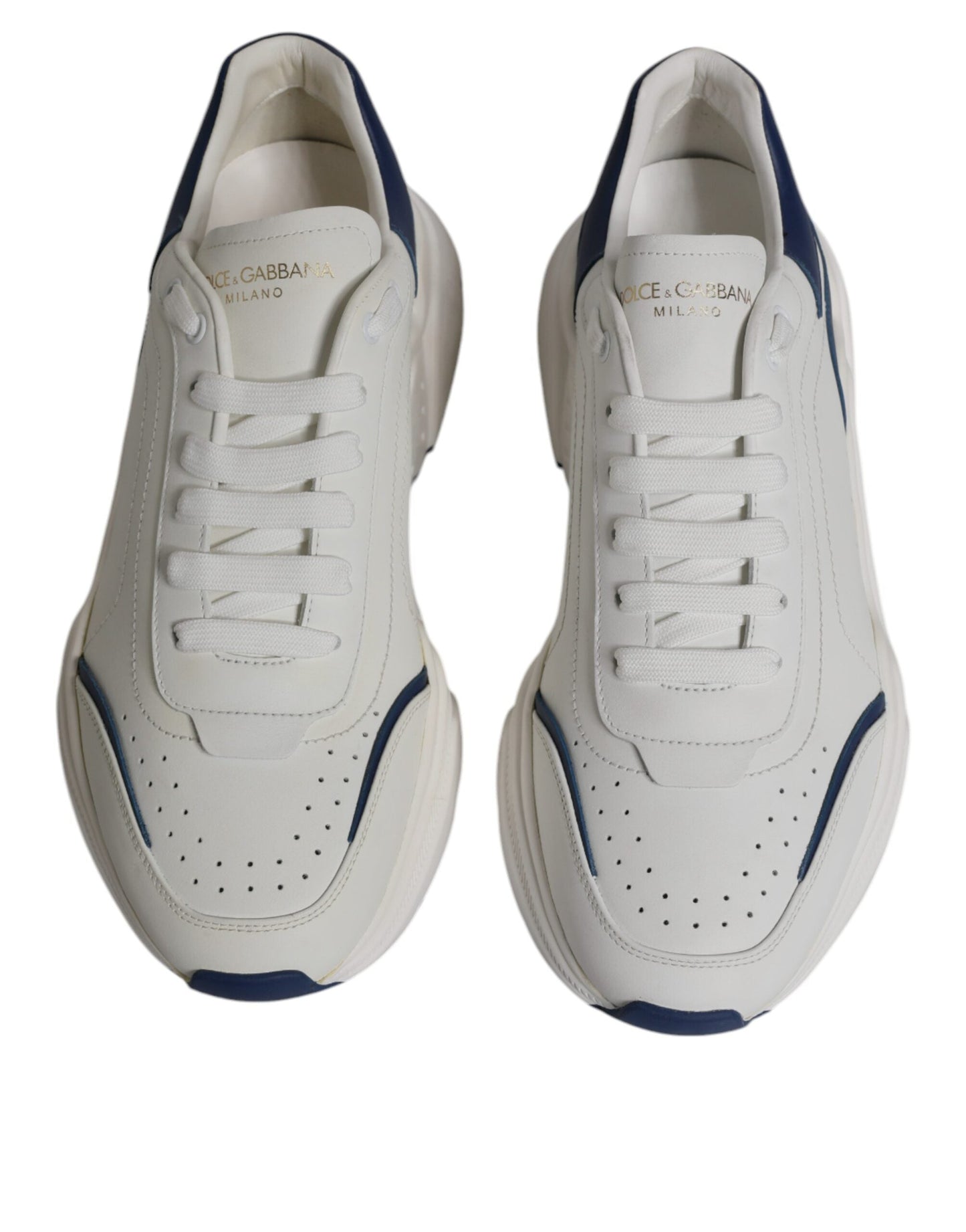 Dolce & Gabbana White Blue DAYMASTER Leather Sneakers Shoes - EU44/US11