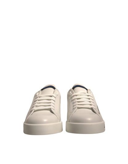 Dolce & Gabbana White Blue Logo Portofino Sneakers Shoes - EU44/US11