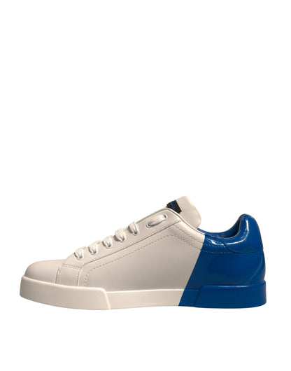 Dolce & Gabbana White Blue Logo Portofino Sneakers Shoes - EU44/US11