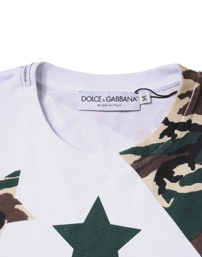 Dolce & Gabbana White Camouflage Stars Crew Neck T-shirt - IT48 | M