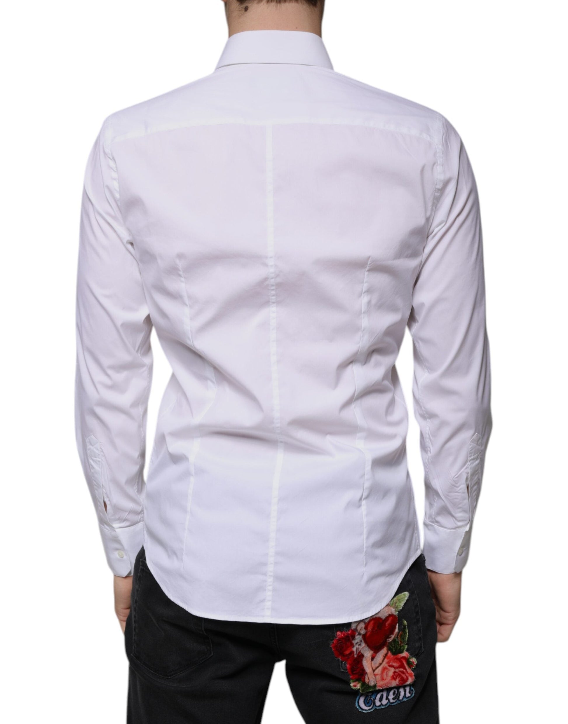 Dolce & Gabbana White Cotton Blend Men MARTINI Dress Shirt - IT39 | S