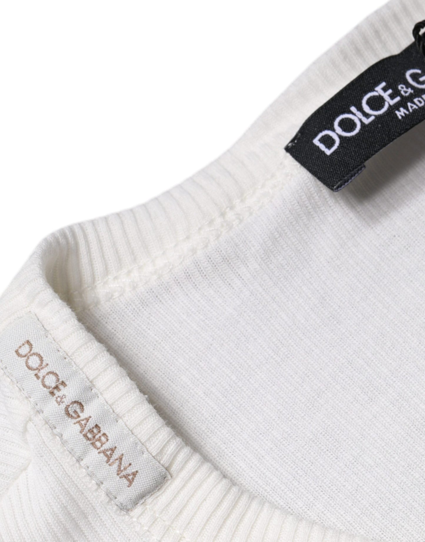 Dolce & Gabbana White Cotton Buttoned Long Sleeves T-shirt - IT44 | XS