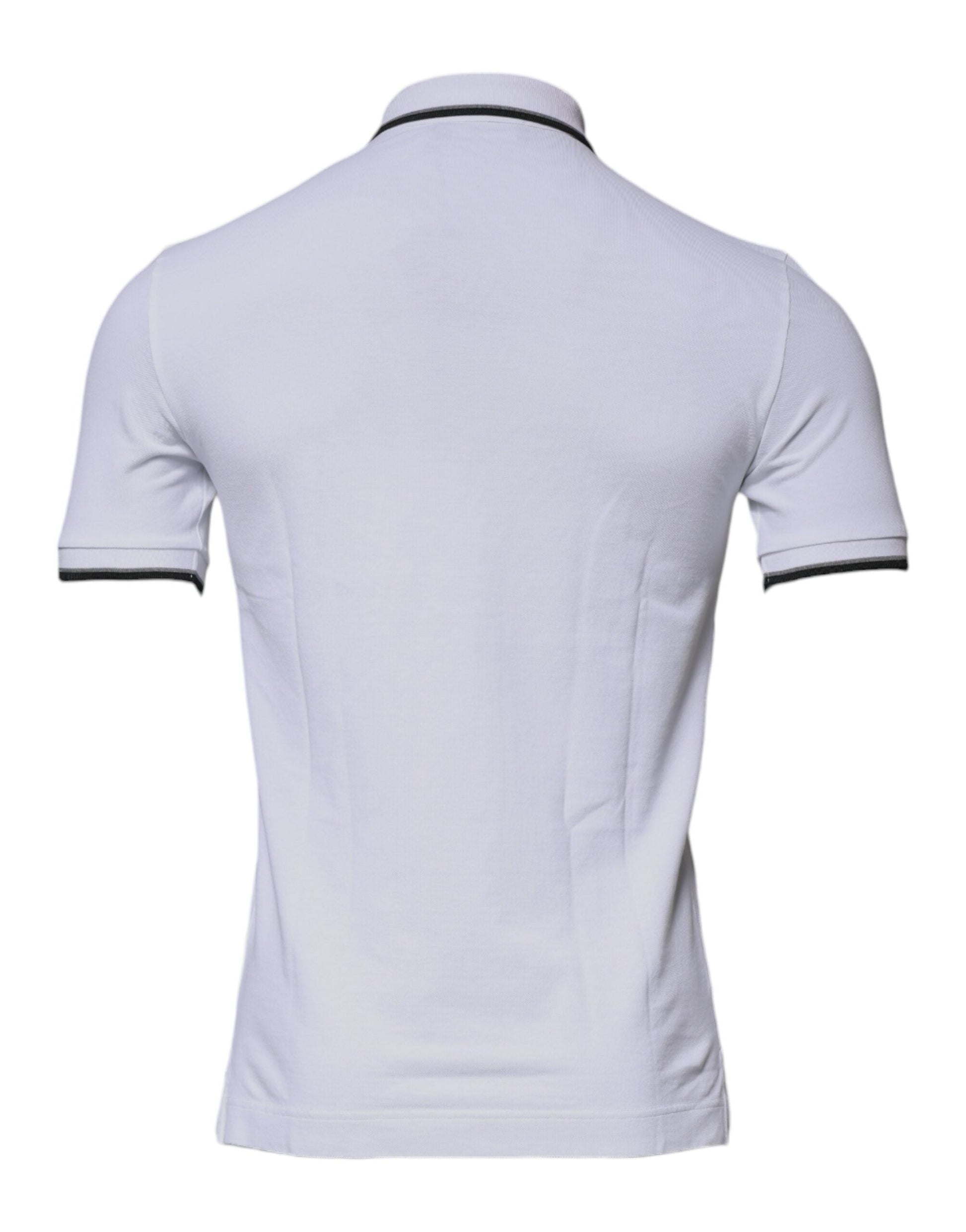 Dolce & Gabbana White Cotton Crown Collared Polo T-shirt - IT44 | XS