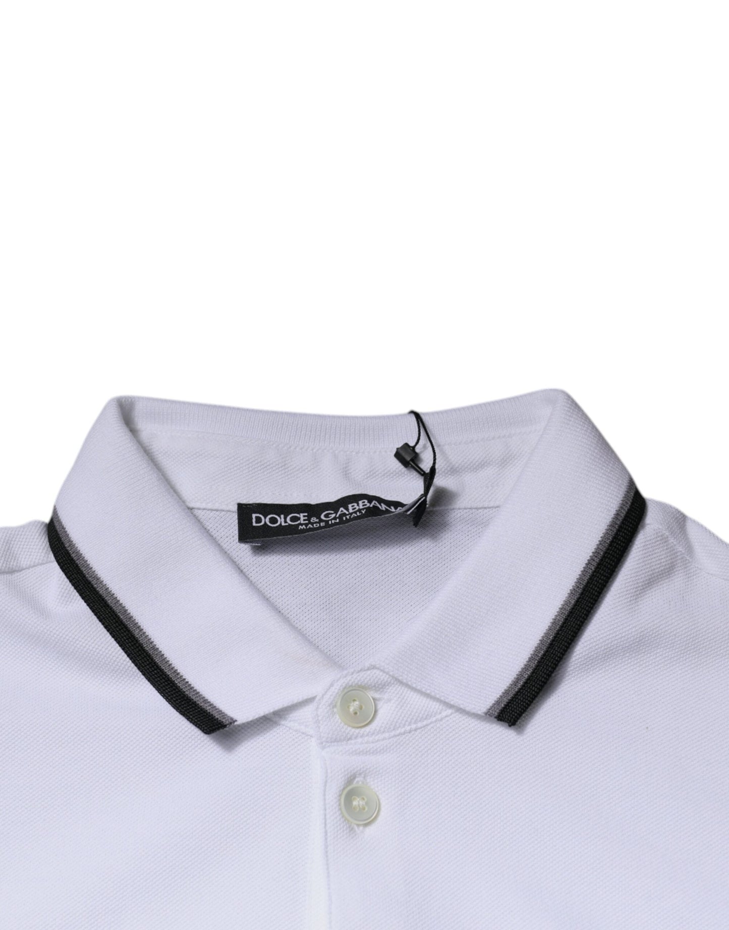 Dolce & Gabbana White Cotton Crown Collared Polo T-shirt - IT44 | XS