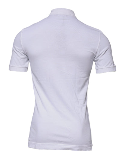 Dolce & Gabbana White Cotton Crown Collared Polo T-shirt - IT46 | S