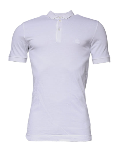 Dolce & Gabbana White Cotton Crown Collared Polo T-shirt - IT46 | S