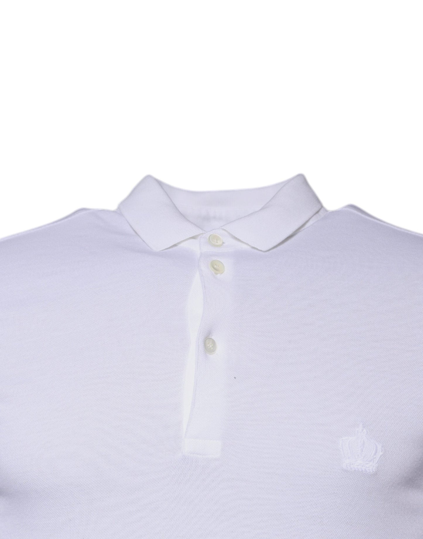 Dolce & Gabbana White Cotton Crown Collared Polo T-shirt - IT46 | S