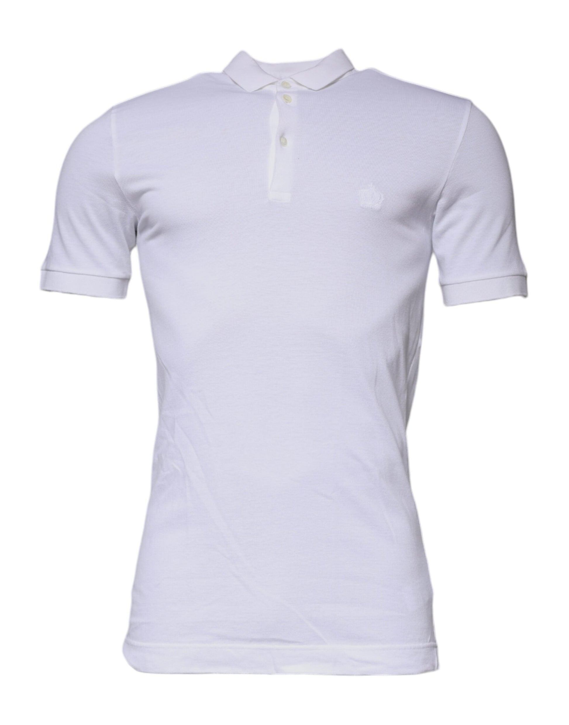 Dolce & Gabbana White Cotton Crown Collared Polo T-shirt - IT46 | S