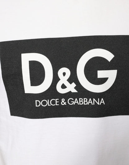 Dolce & Gabbana White Cotton DG Logo Print Casual T-shirt - IT44 | XS