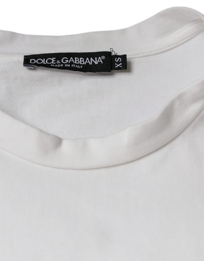 Dolce & Gabbana White Cotton DG Logo Print Casual T-shirt - IT44 | XS