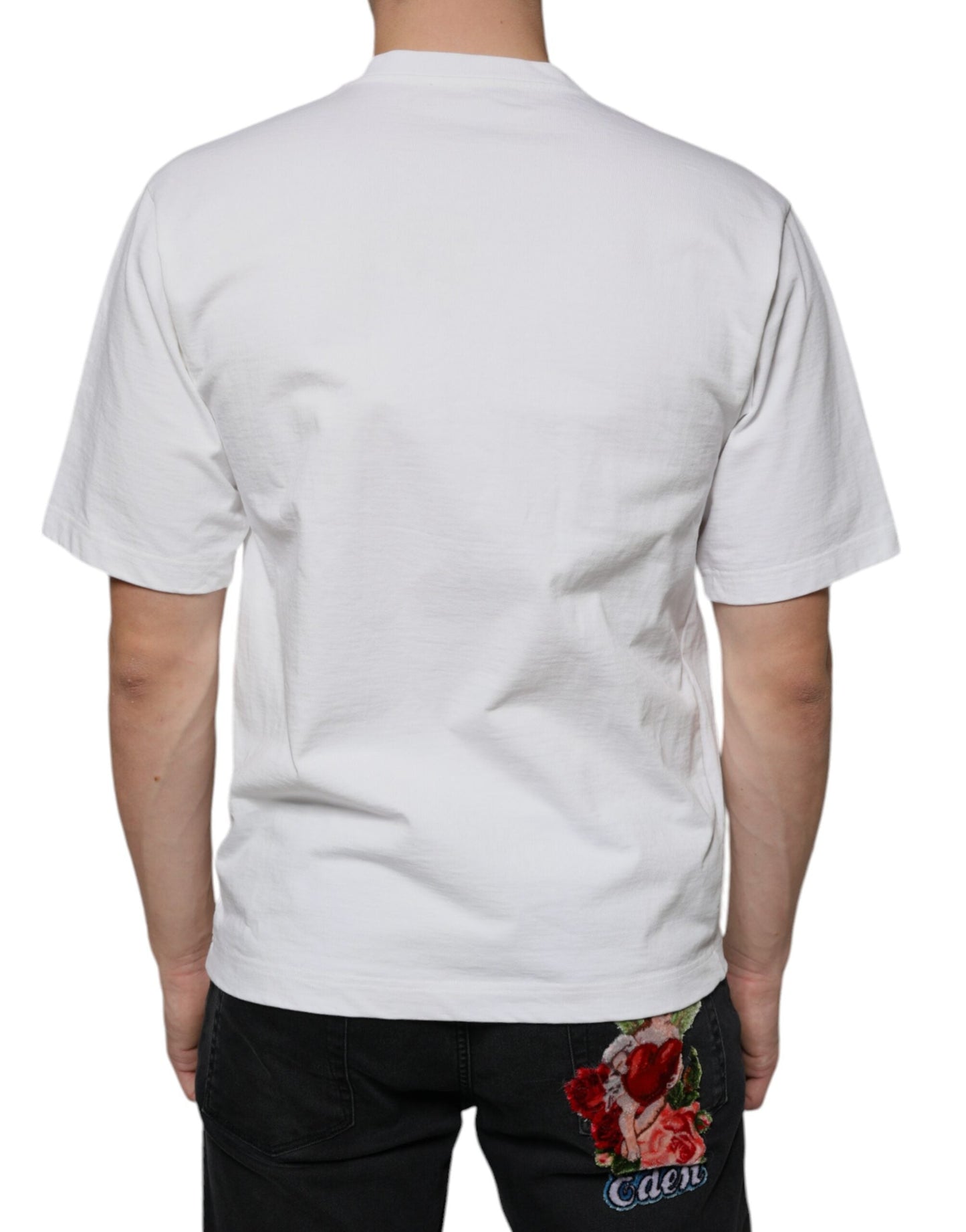 Dolce & Gabbana White Cotton DG Logo Print Casual T-shirt - IT44 | XS