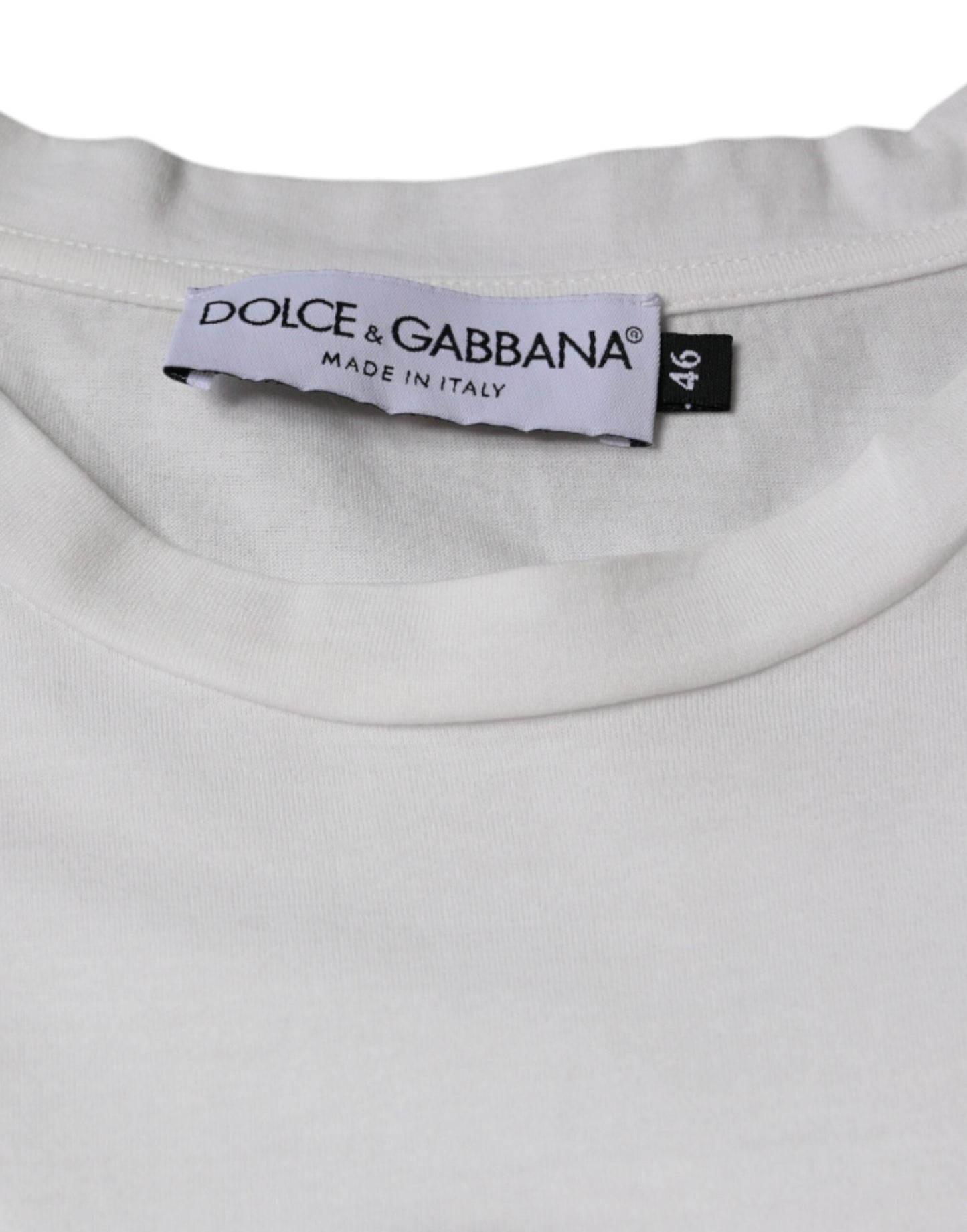 Dolce & Gabbana White Cotton DG Logo Print Casual T-shirt - IT46 | S