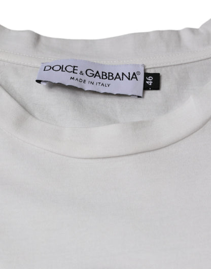 Dolce & Gabbana White Cotton DG Logo Print Casual T-shirt - IT46 | S