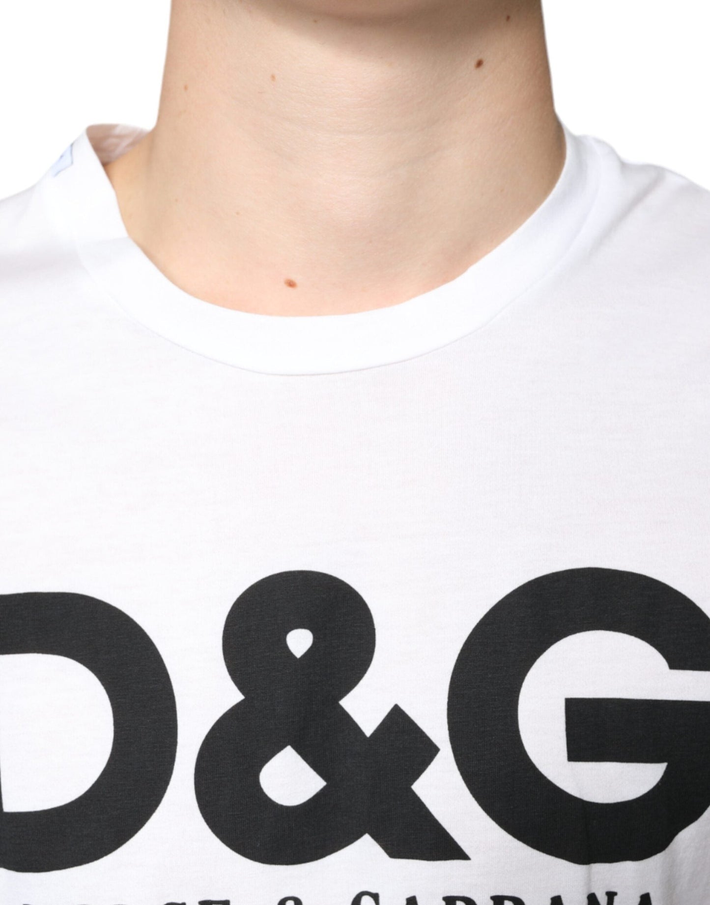 Dolce & Gabbana White Cotton DG Logo Print Casual T-shirt - IT46 | S