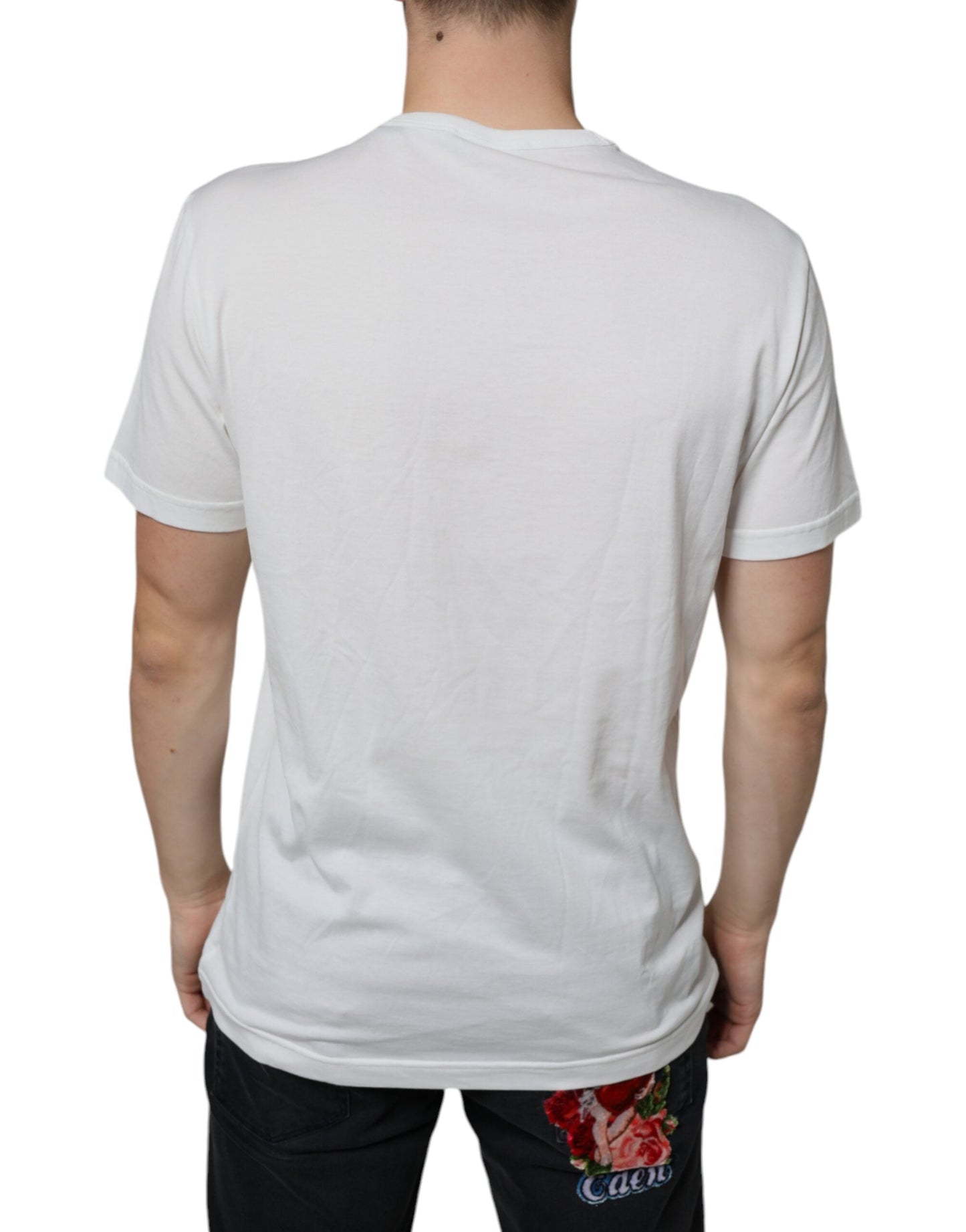 Dolce & Gabbana White Cotton DG Logo Print T-shirt - IT52 | XL