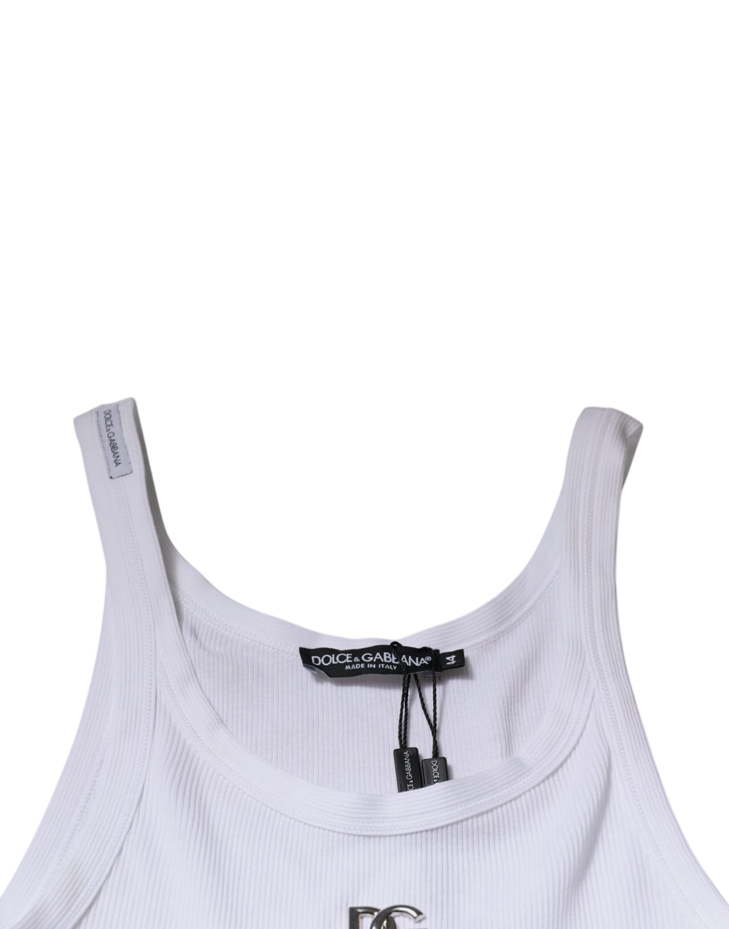 Dolce & Gabbana White Cotton DG Sleeveless Round Neck T-shirt - IT44 | XS