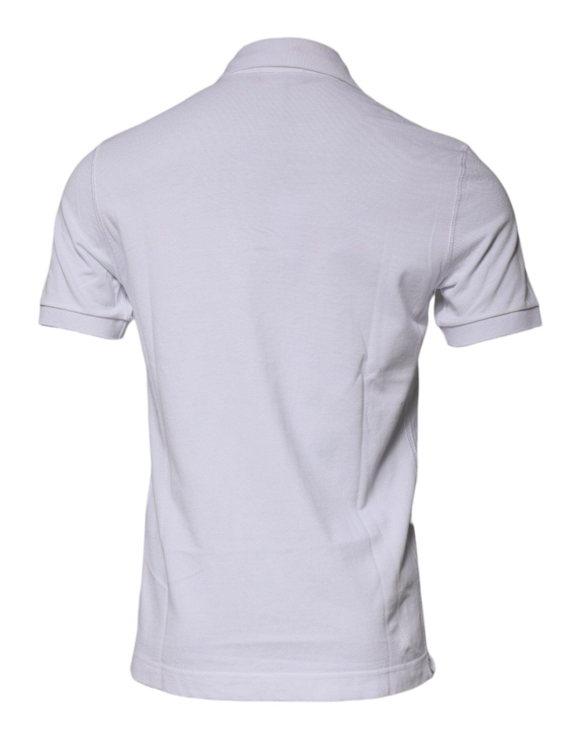 Dolce & Gabbana White Cotton Logo Plaque Collared Polo T-shirt - IT50 | L